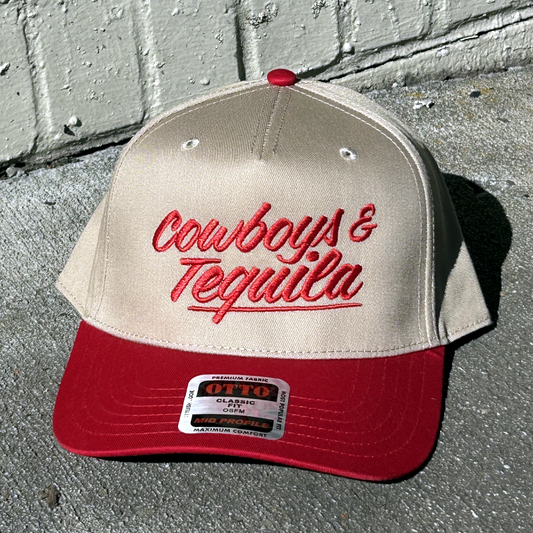 cowboy and tequila khaki and red hat