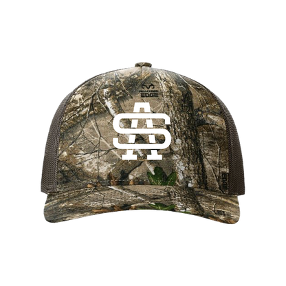 interlock logo camo trucker